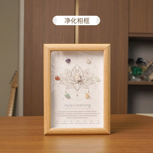 Five Elements Crystal Photo Frame with Mineral Decorative Painting