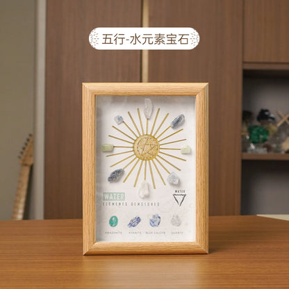 Five Elements Crystal Photo Frame with Mineral Decorative Painting