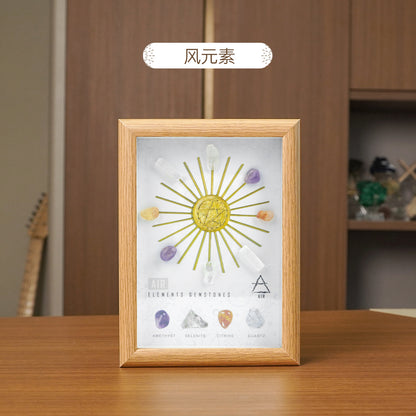 Five Elements Crystal Photo Frame with Mineral Decorative Painting