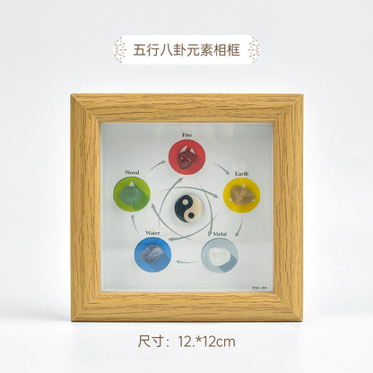 Five Elements Crystal Photo Frame with Mineral Decorative Painting